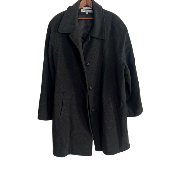 Larry Levine Merino Wool Button Front Collared Lined Coat Charcoal Gray Size 20W - Picture 1 of 8